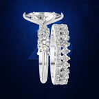 Vintage Inspired Marquise Cut Lab Diamond Bridal Ring Set