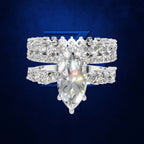 Vintage Inspired Marquise Cut Lab Diamond Bridal Ring Set