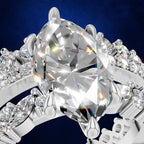 Vintage Inspired Marquise Cut Lab Diamond Bridal Ring Set