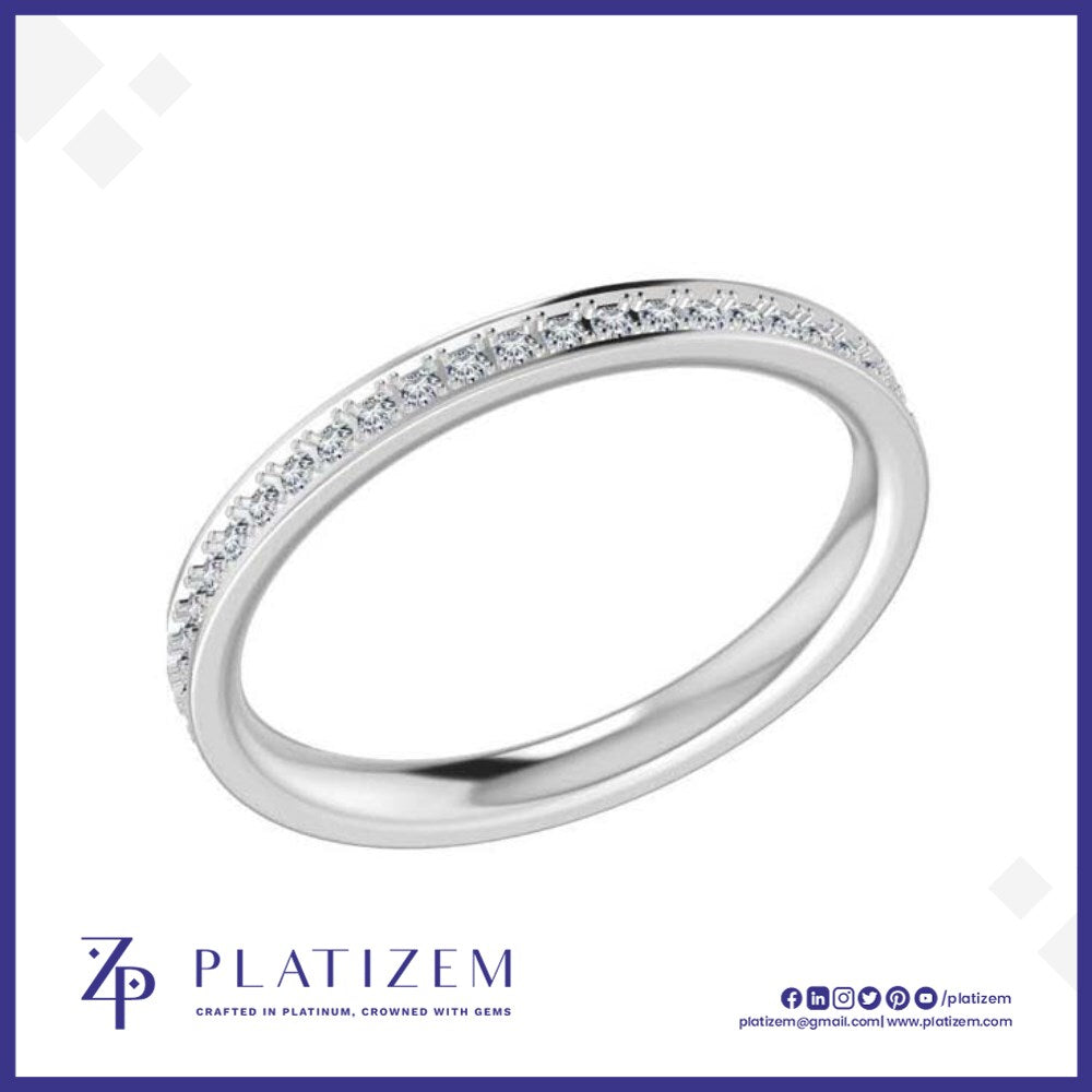 Slim Round Diamond Eternity Band Detailed with Beaded Pavé Settings