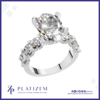 Oval Diamond Cluster Engagement Ring for Women