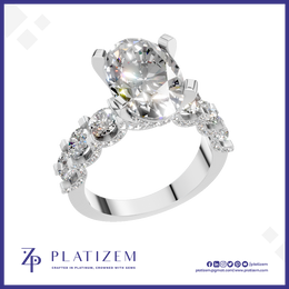 Oval Diamond Cluster Engagement Ring for Women