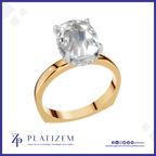 5 Carat Oval Cut Lab Grown Diamond Solitaire Engagement Ring with Hidden Halo