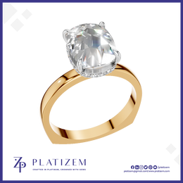 5 Carat Oval Cut Lab Grown Diamond Solitaire Engagement Ring with Hidden Halo