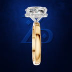 5 Carat Oval Cut Lab Grown Diamond Solitaire Engagement Ring with Hidden Halo
