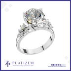 3 Carat Oval Cut Diamond Engagement Ring with Side Stones Bridal Jewelry