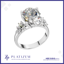 3 Carat Oval Cut Diamond Engagement Ring with Side Stones Bridal Jewelry