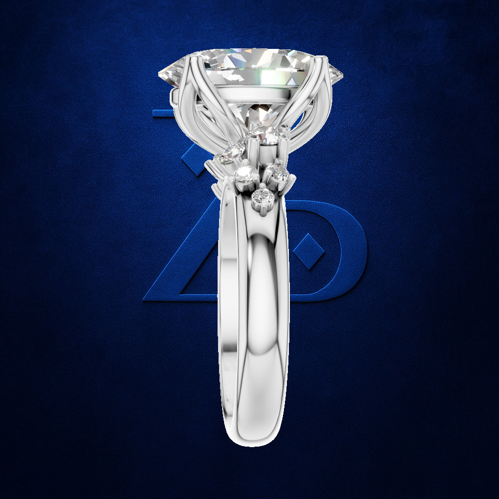 3 Carat Oval Cut Diamond Engagement Ring with Side Stones Bridal Jewelry