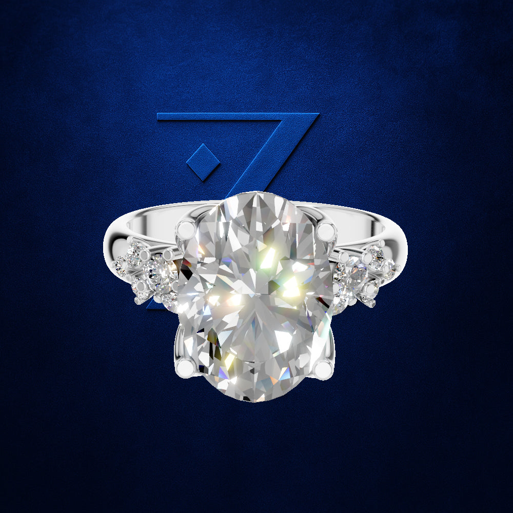 3 Carat Oval Cut Diamond Engagement Ring with Side Stones Bridal Jewelry