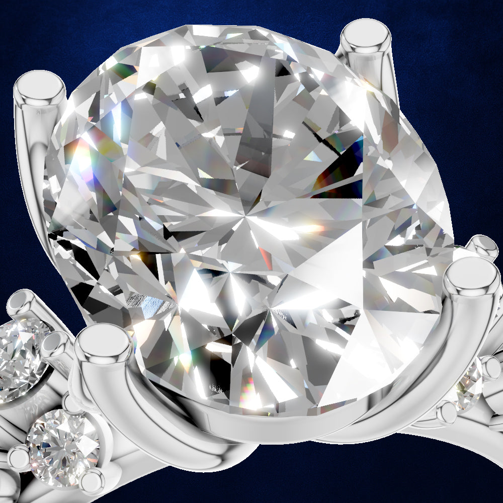 3 Carat Oval Cut Diamond Engagement Ring with Side Stones Bridal Jewelry