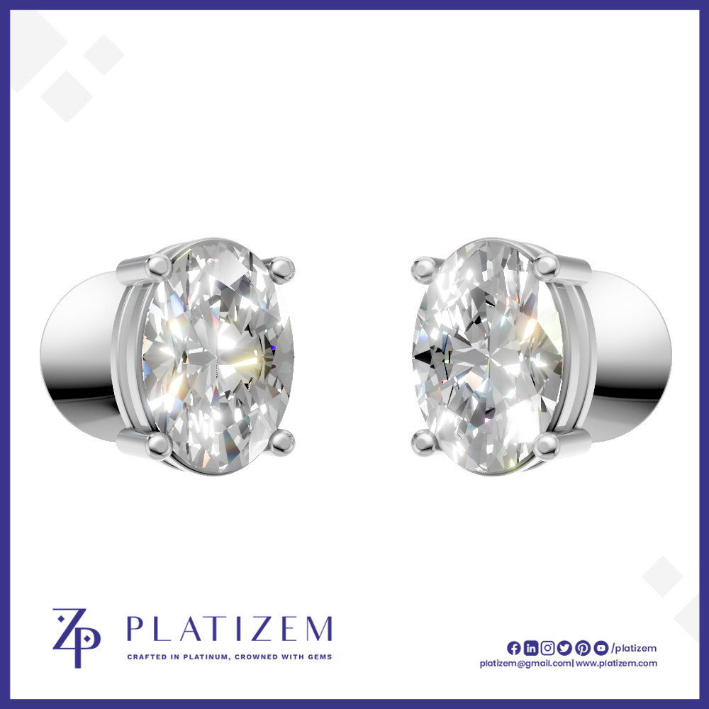 Oval Cut Lab Diamond Stud Earrings Screw Back Solitaire Fine Jewelry Gift
