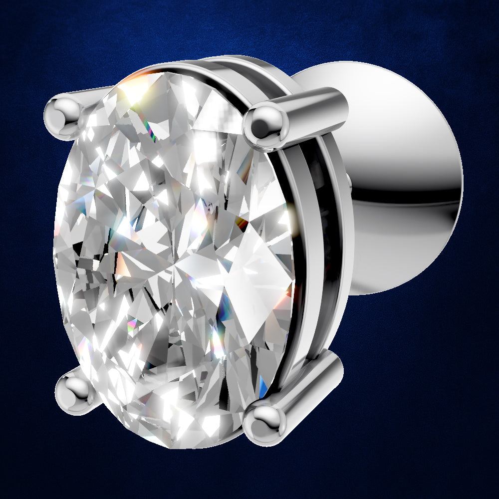 Oval Cut Lab Diamond Stud Earrings Screw Back Solitaire Fine Jewelry Gift
