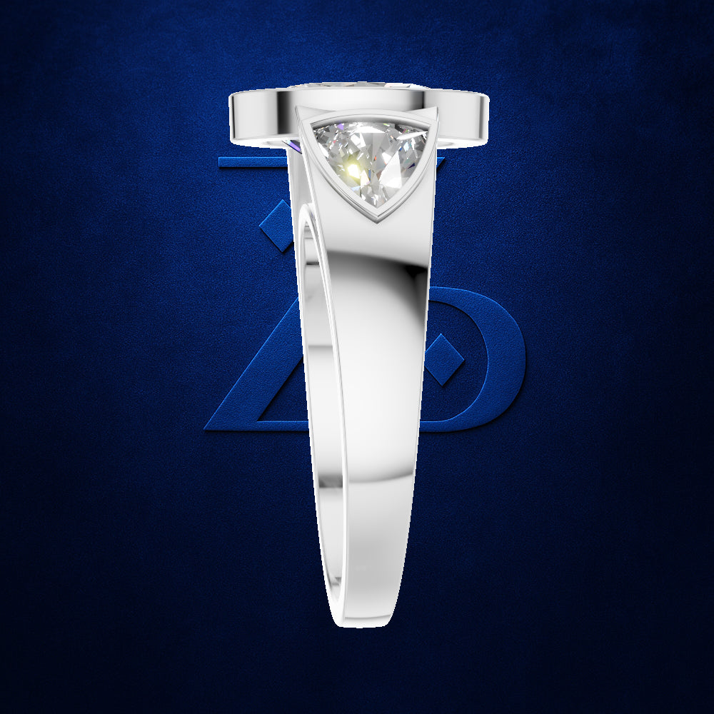 Oval Cut Bezel Setting Three Stone Lab Grown Diamond Engagement Ring
