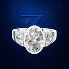 Oval Cut Bezel Setting Three Stone Lab Grown Diamond Engagement Ring