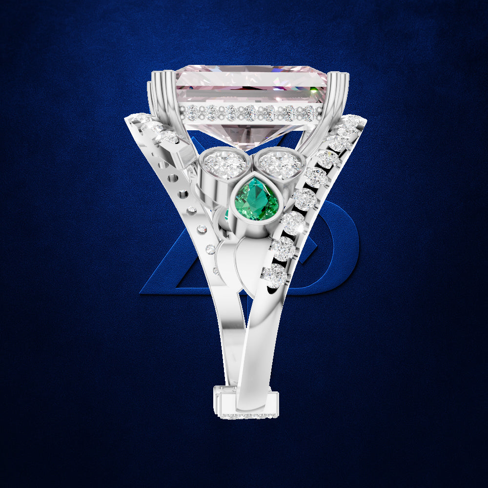 Fancy Pink Radiant Cut Lab Grown Diamond Engagement Ring