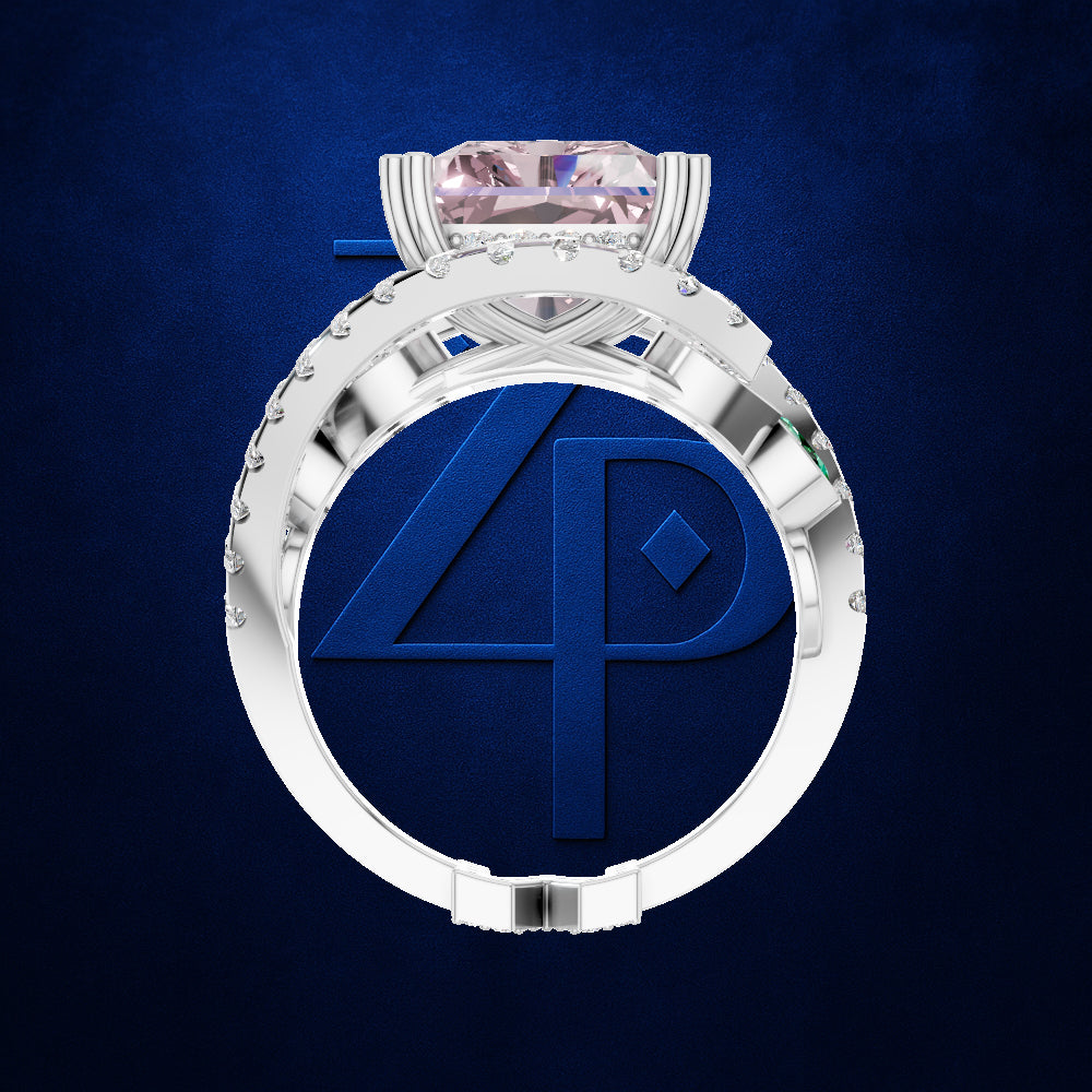 Fancy Pink Radiant Cut Lab Grown Diamond Engagement Ring
