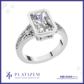 Radiant Diamond Bezel Ring for Women with Vintage Filigree Detailing