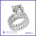 Round Diamond Bridal Ring Set for Women with Eternity Accent Bands
