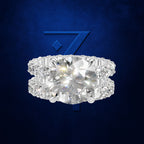 Round Diamond Bridal Ring Set for Women with Eternity Accent Bands