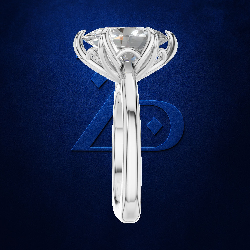 Oval Diamond Solitaire Ring for Women with Flower Basket Setting