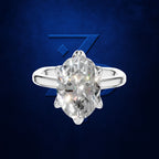 Oval Diamond Solitaire Ring for Women with Flower Basket Setting