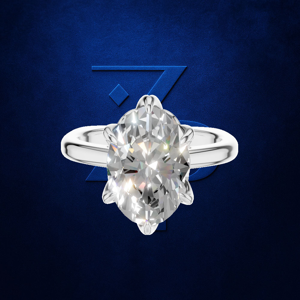 Oval Diamond Solitaire Ring for Women with Flower Basket Setting