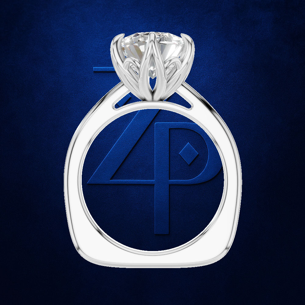Oval Diamond Solitaire Ring for Women with Flower Basket Setting