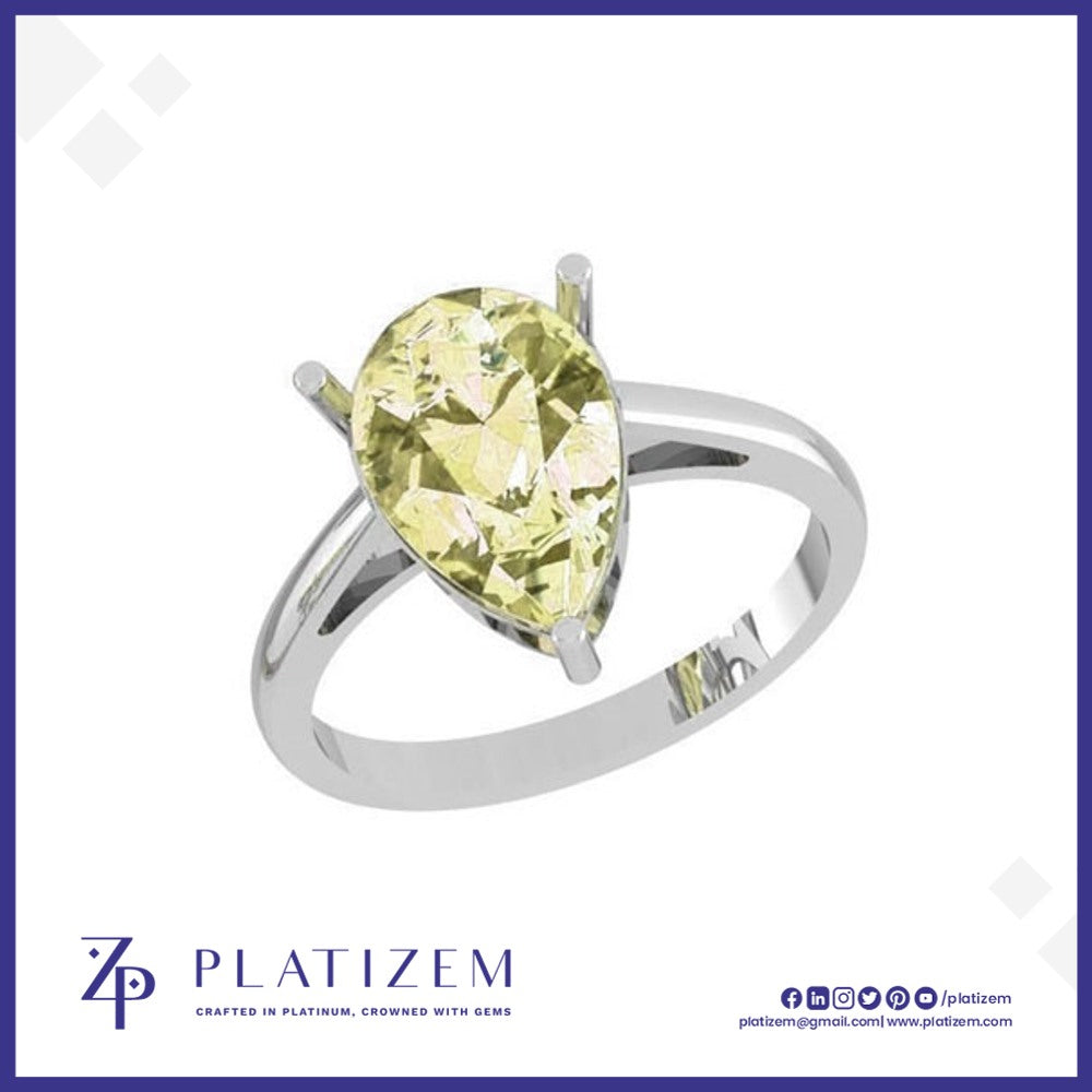 5 Carat Pear Shape Fancy Yellow Lab Grown Diamond Engagement Ring