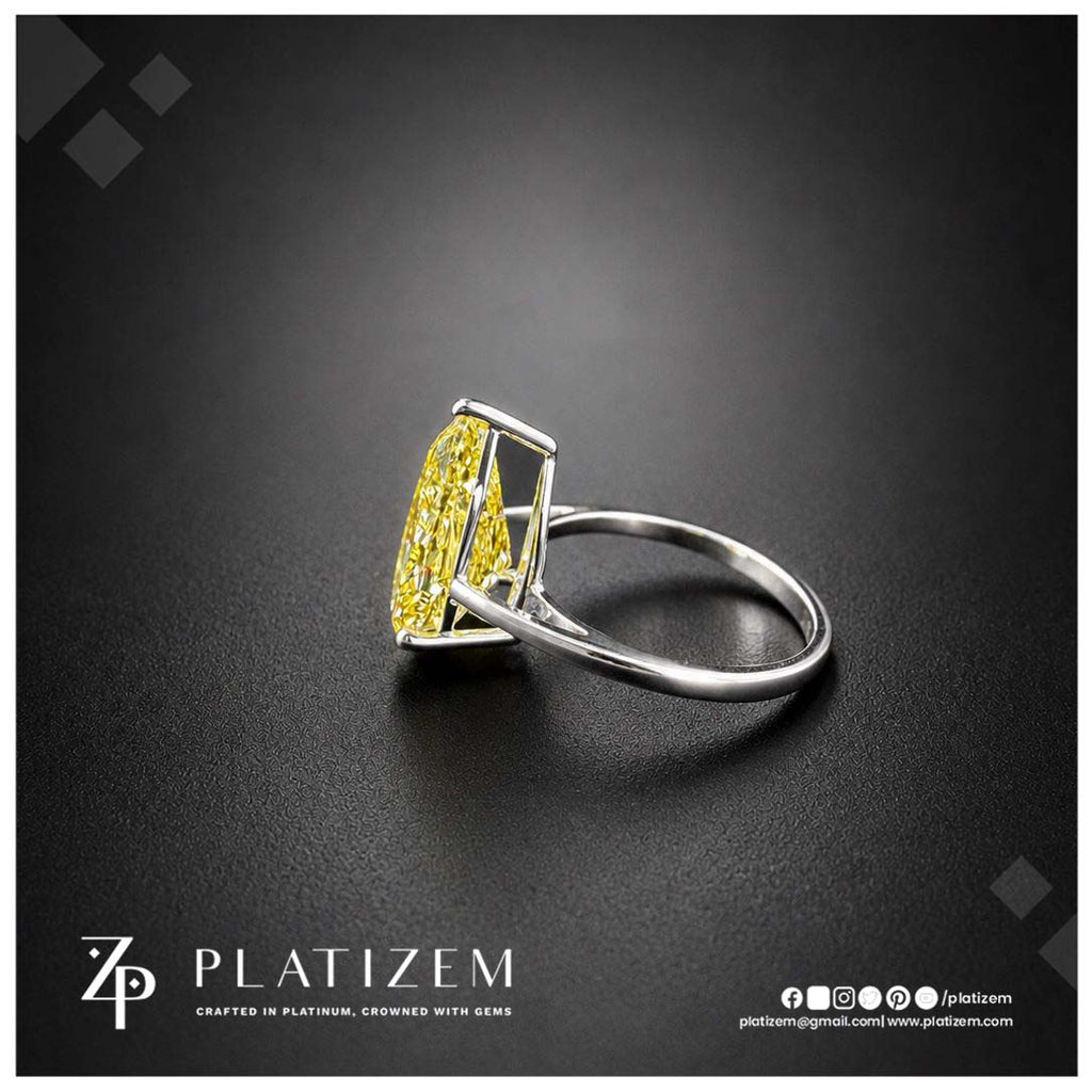 5 Carat Pear Shape Fancy Yellow Lab Grown Diamond Engagement Ring