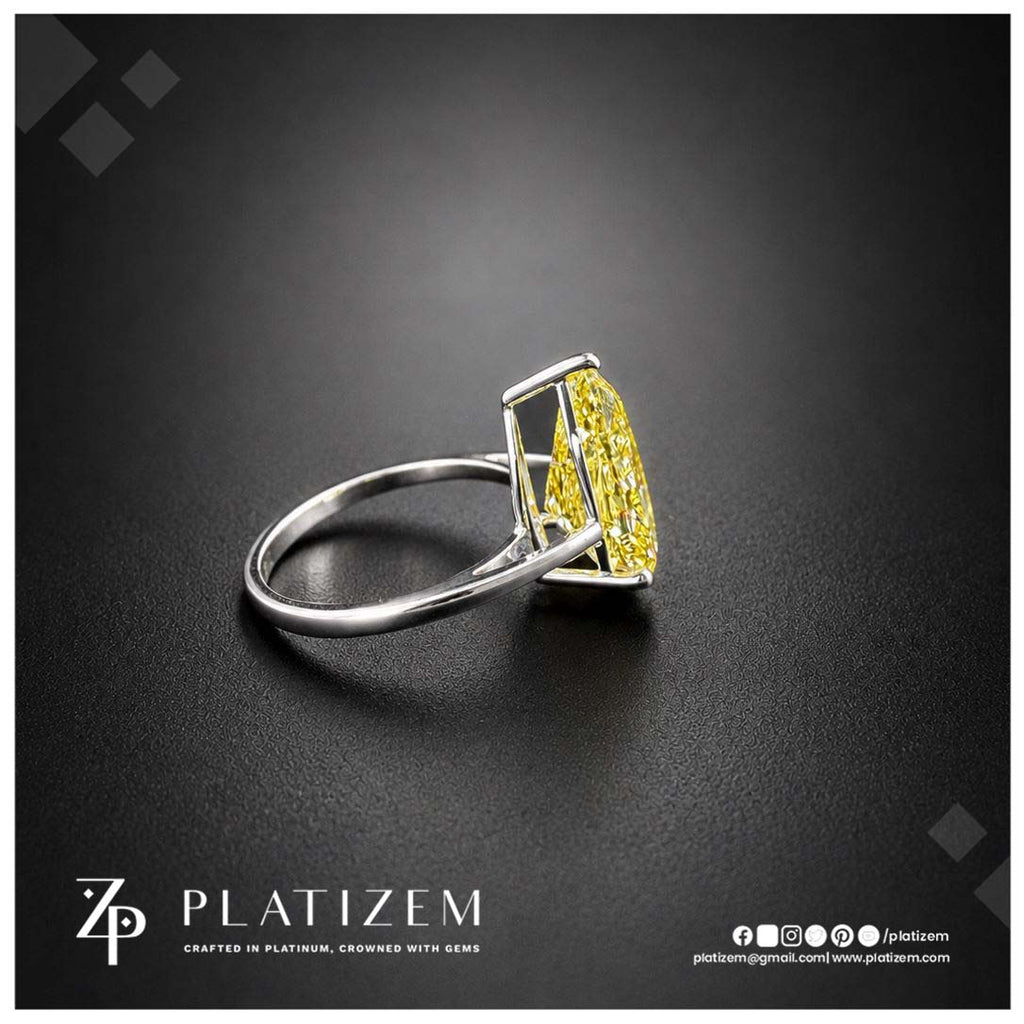 5 Carat Pear Shape Fancy Yellow Lab Grown Diamond Engagement Ring