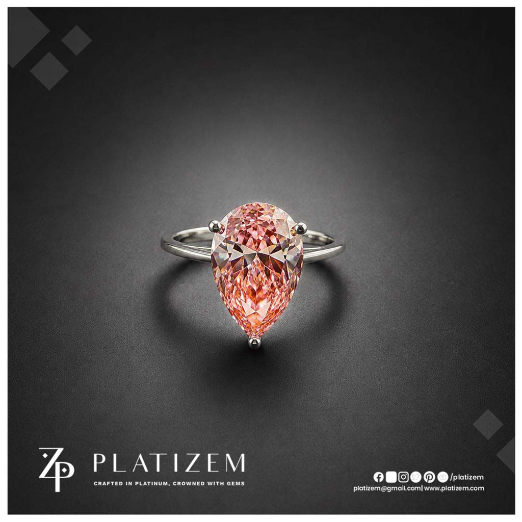 2.5 Carat Pear Cut Fancy Pink Lab Grown Diamond Engagement Ring