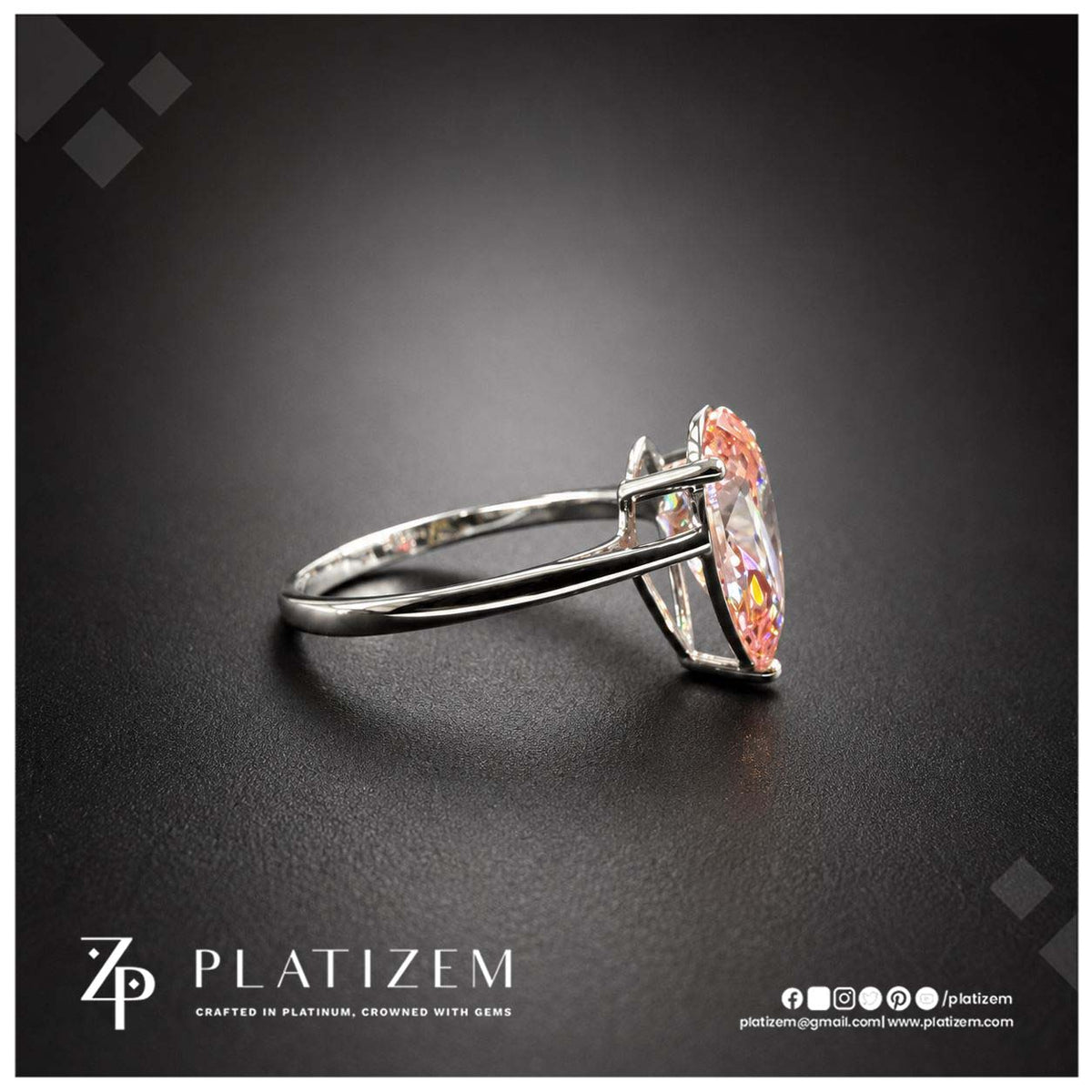 2.5 Carat Pear Cut Fancy Pink Lab Grown Diamond Engagement Ring