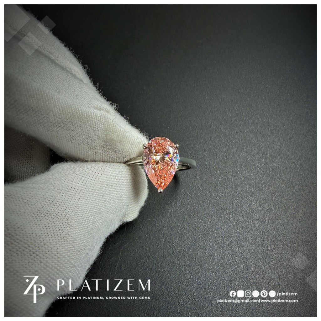 2.5 Carat Pear Cut Fancy Pink Lab Grown Diamond Engagement Ring