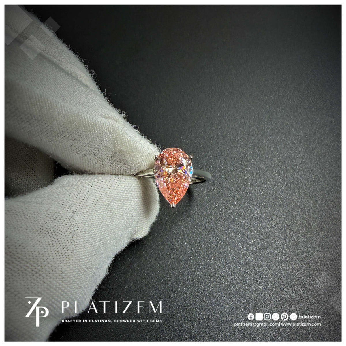 2.5 Carat Pear Cut Fancy Pink Lab Grown Diamond Engagement Ring