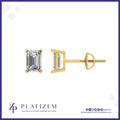 Emerald Cut Diamond Stud Earrings with Four Prong Setting