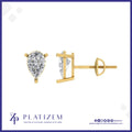 Pear Shape Diamond Stud Earrings Set on Three Prongs