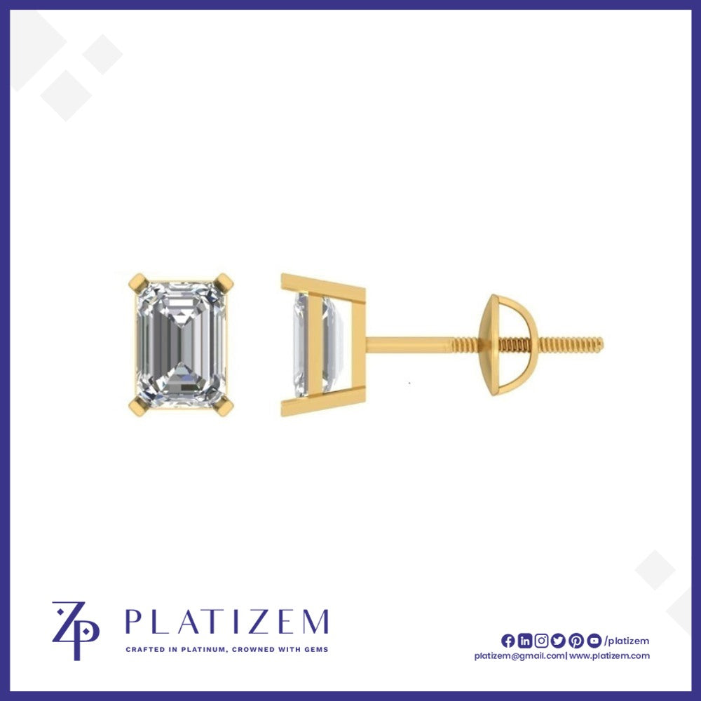 Nearly Two Carat Emerald Cut Diamond Studs for Women