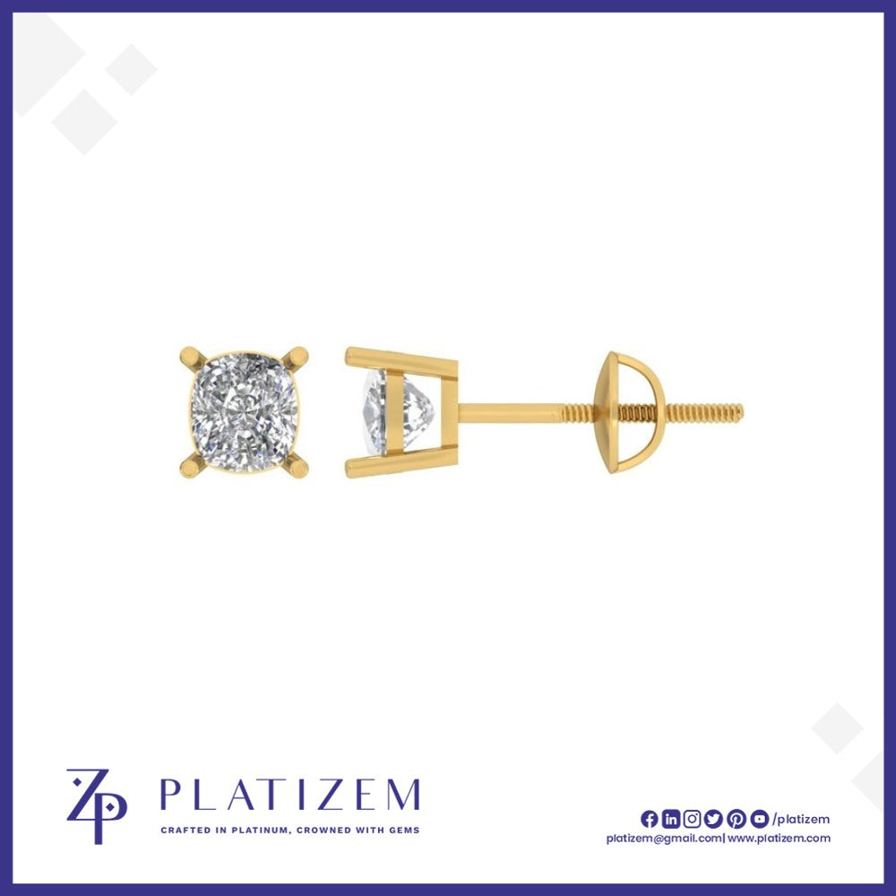 Cushion Cut Diamond Stud Earrings for Women