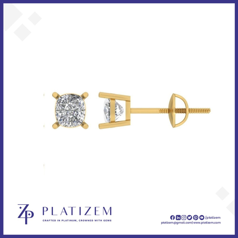 1 Carat Cushion Cut Diamond Stud Earrings for Women
