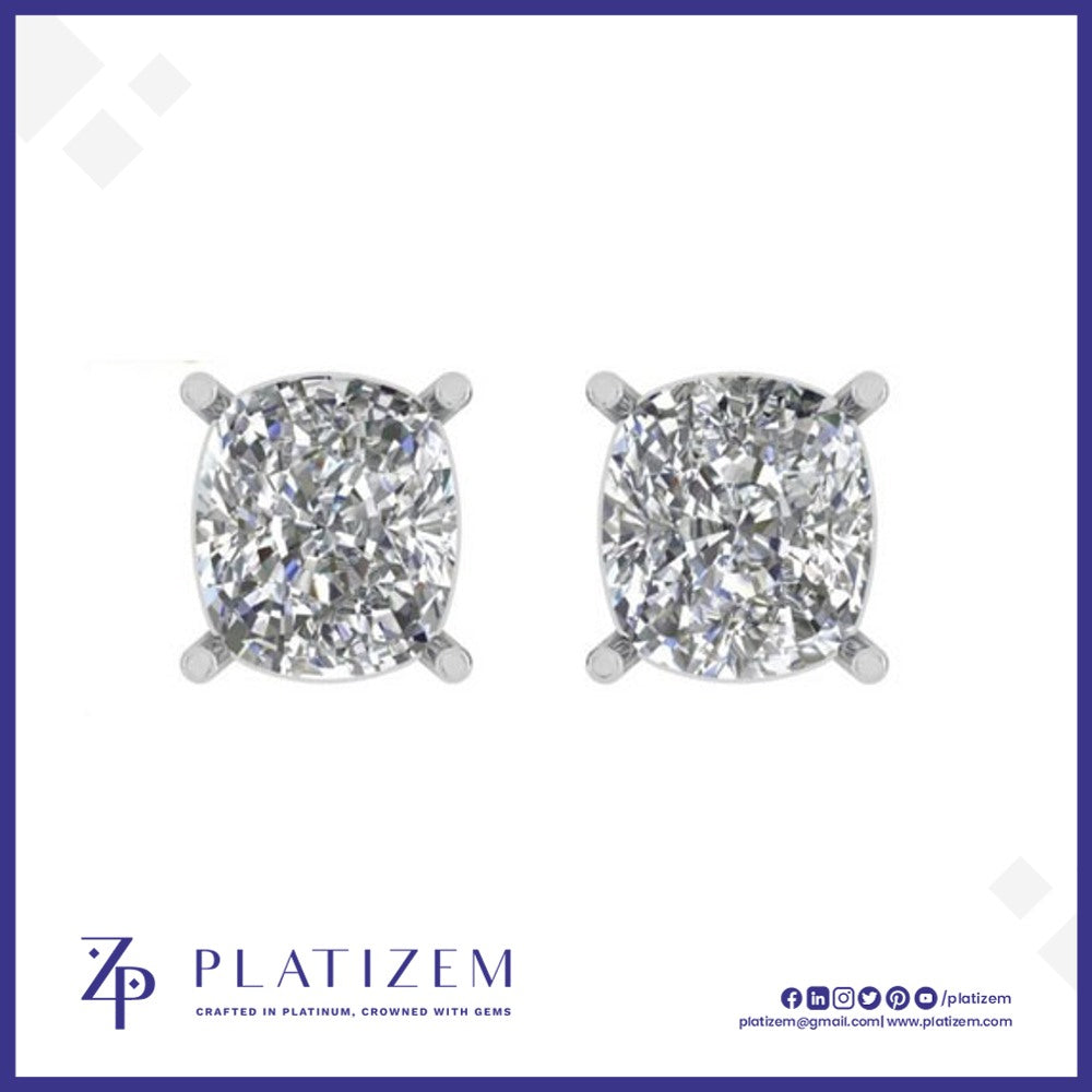 Two Carat Cushion Cut Diamond Studs for Women