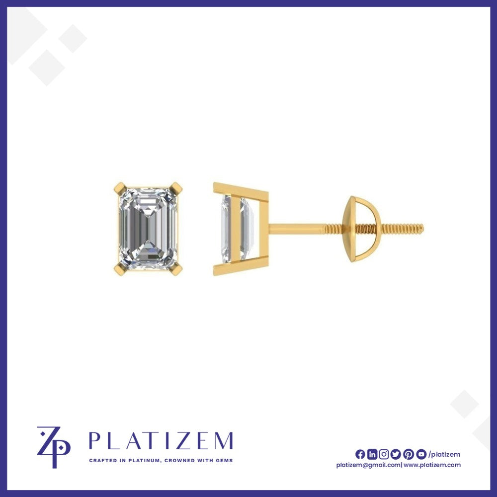 Two Carat Emerald Cut Diamond Studs for Women