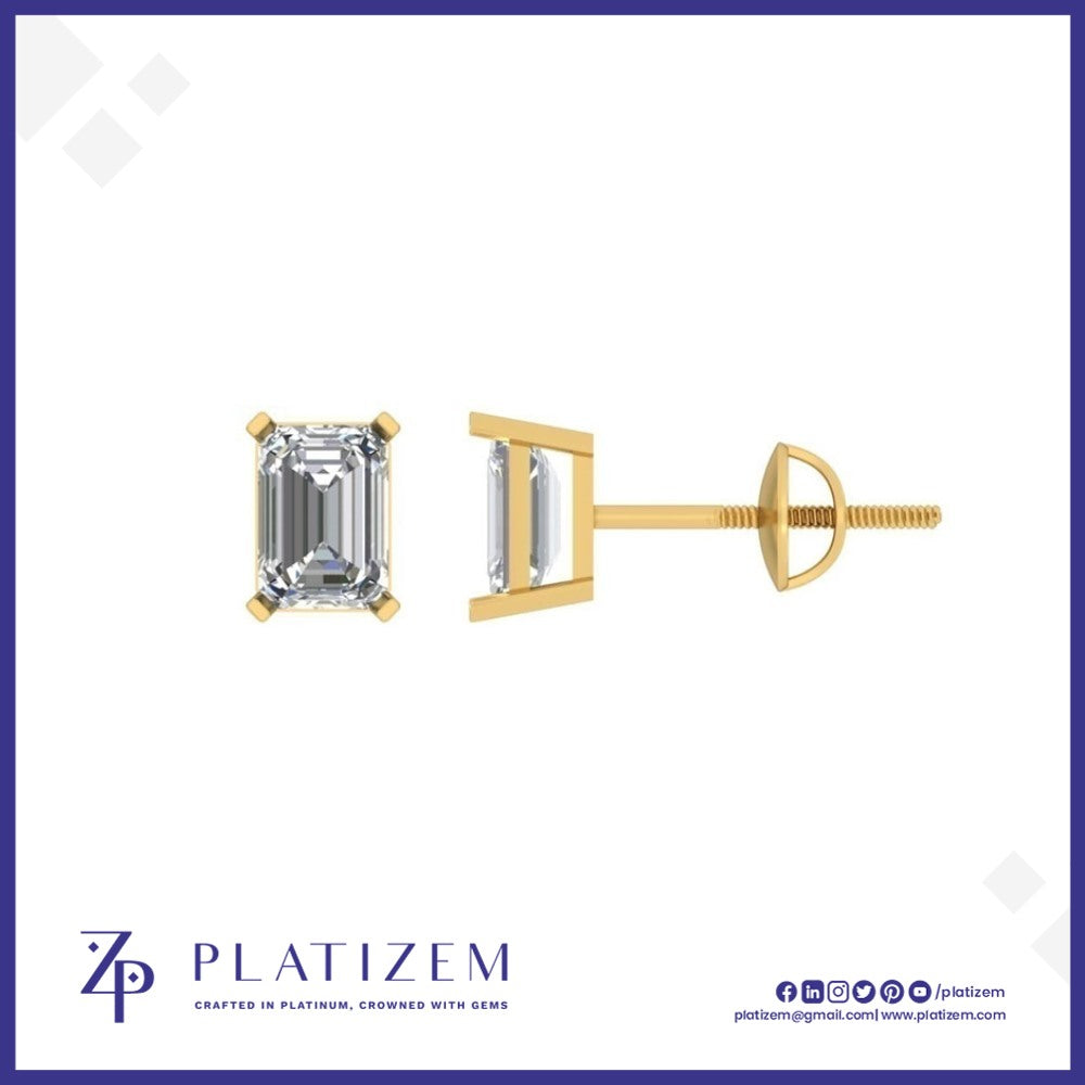 2 Carat Emerald Cut Diamond Studs for Women