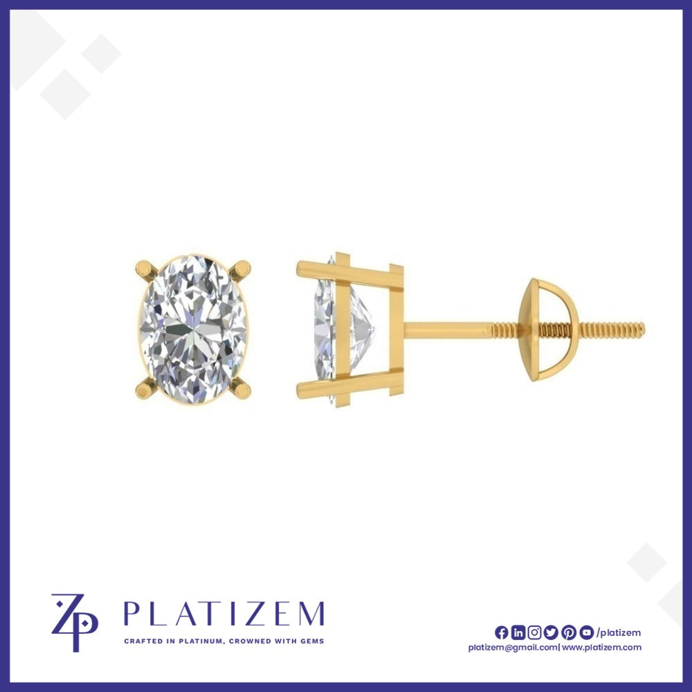 Oval Diamond Stud Earrings for Women