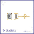 One Carat Emerald Cut Diamond Studs for Women