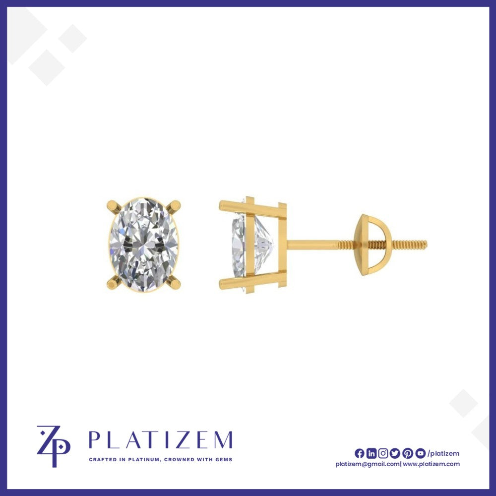 Two Carat Oval Diamond Stud Earrings for Women