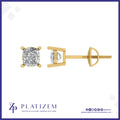 Cushion Cut Diamond With Gold Stud Earrings for Women
