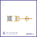 Pt950 Cushion Cut Diamond Stud Earrings for Women