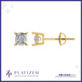Platinum Cushion Cut Diamond Stud Earrings for Women