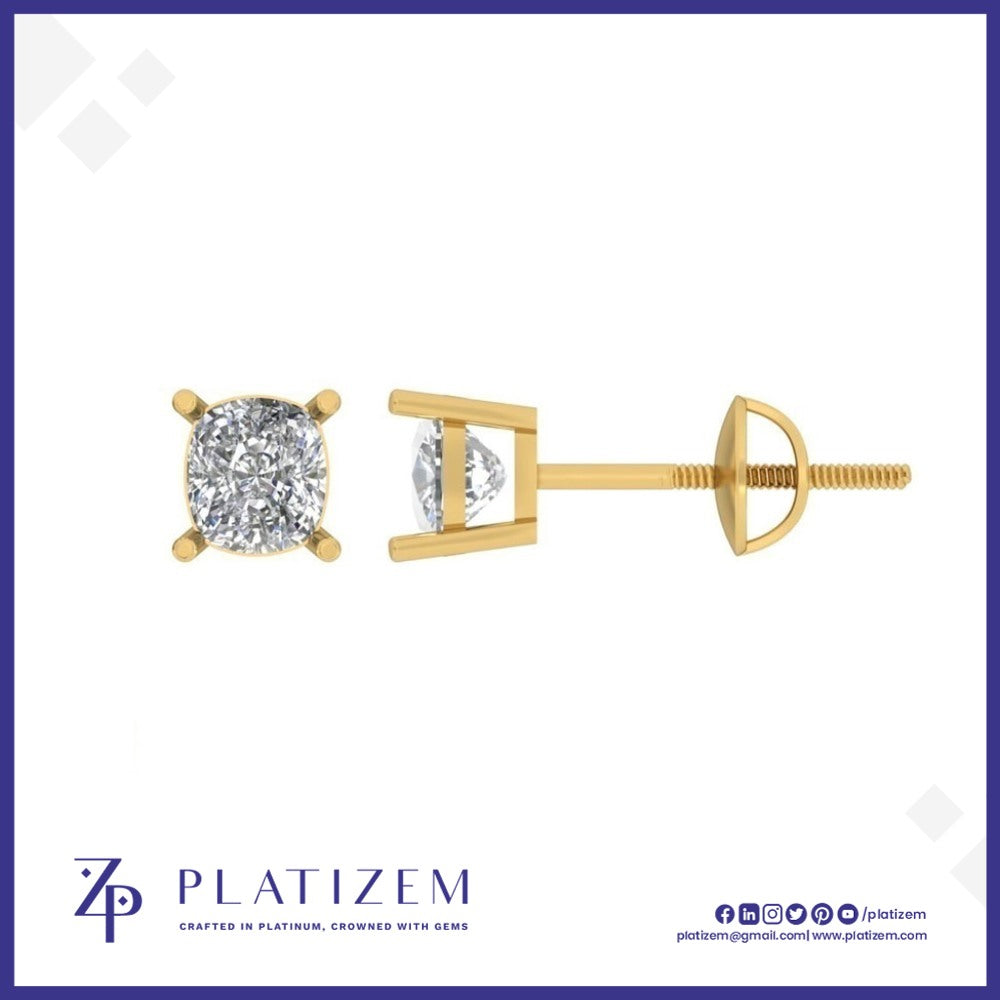 Platinum Cushion Cut Diamond Stud Earrings for Women