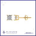 18kt Gold Cushion Cut Diamond Stud Earrings for Women